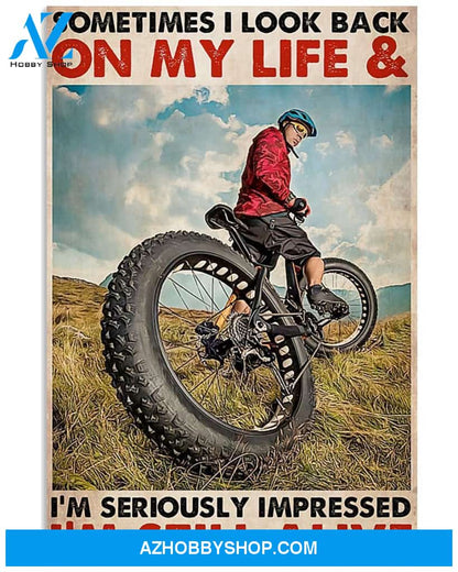 Cycling Sometimes I Look Back Vertical Canvas Wall Art, Wall Decor Visual Art