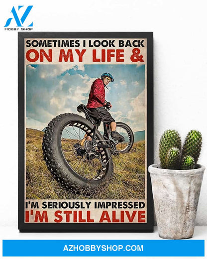 Cycling Sometimes I Look Back Vertical Canvas Wall Art, Wall Decor Visual Art