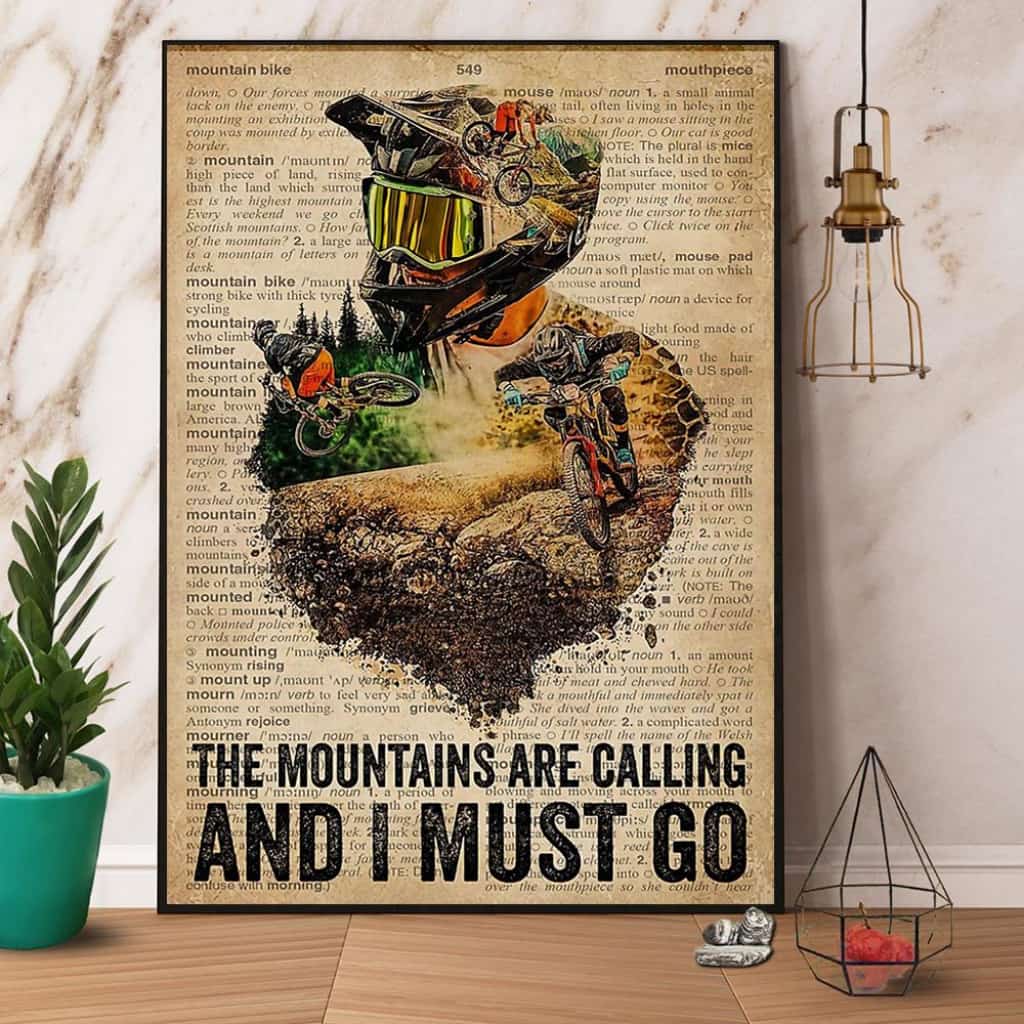 Cycling The Mountains Are Calling And I Must Go Paper Poster No Frame Matte Canvas Wall Decor