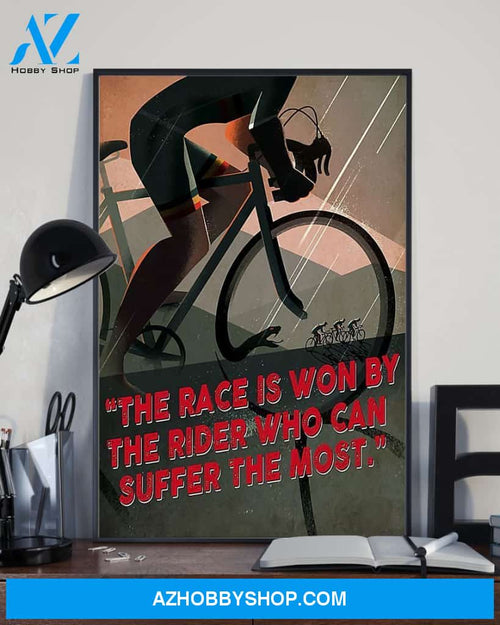 Cycling The Race Is Won By The Rider Vertical Canvas Painting, Wall Decor Visual Art