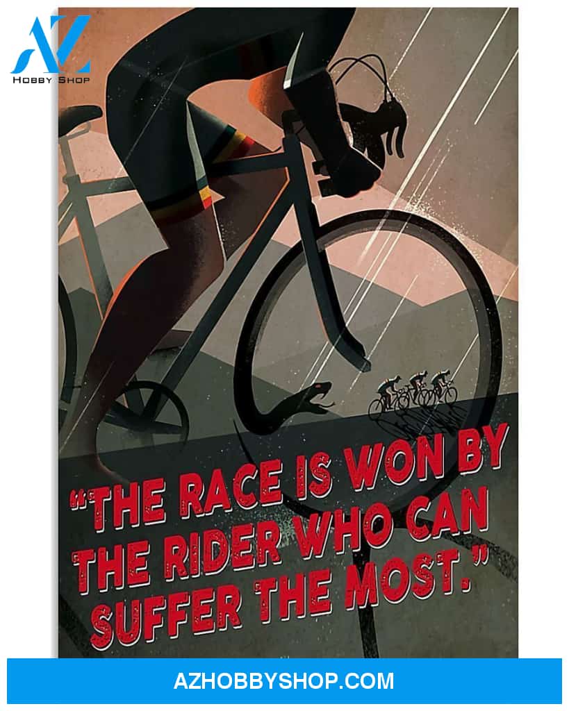 Cycling The Race Is Won By The Rider Vertical Canvas Painting, Wall Decor Visual Art