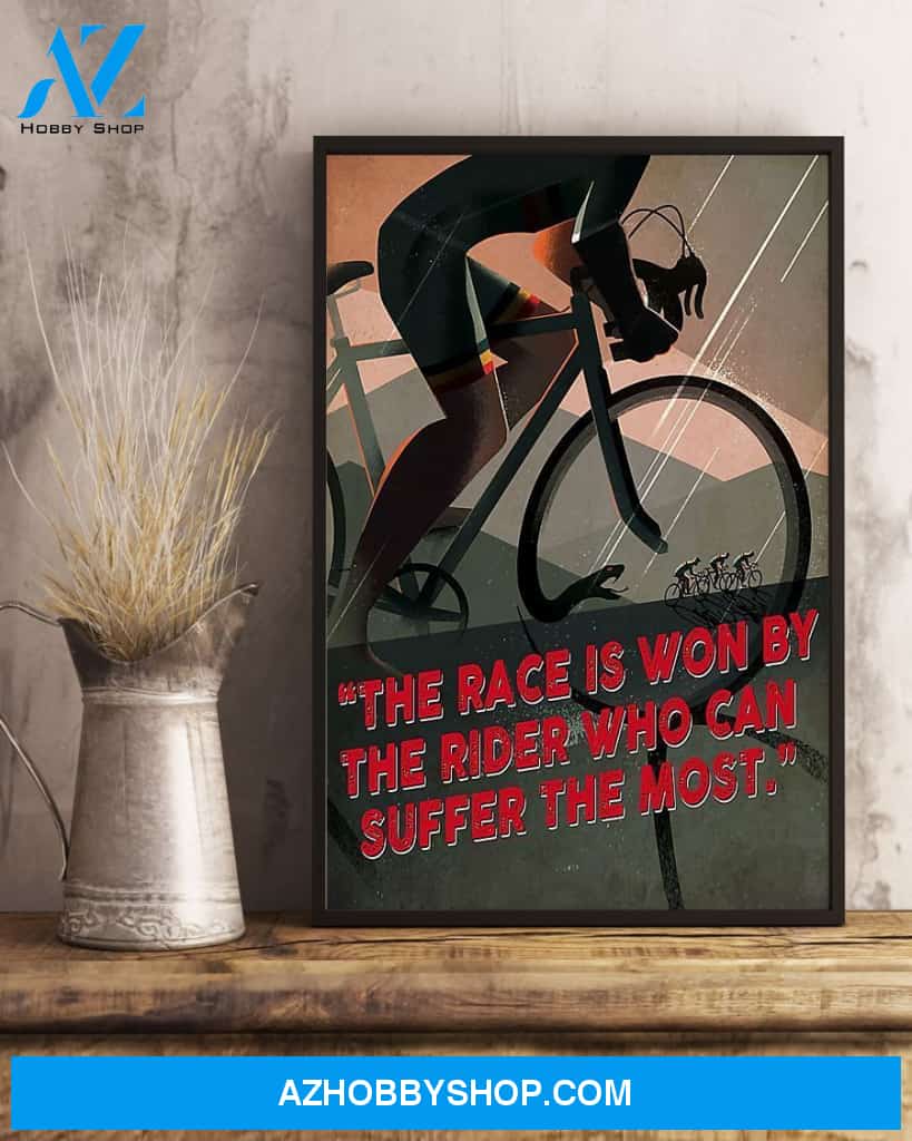 Cycling The Race Is Won By The Rider Vertical Canvas Painting, Wall Decor Visual Art