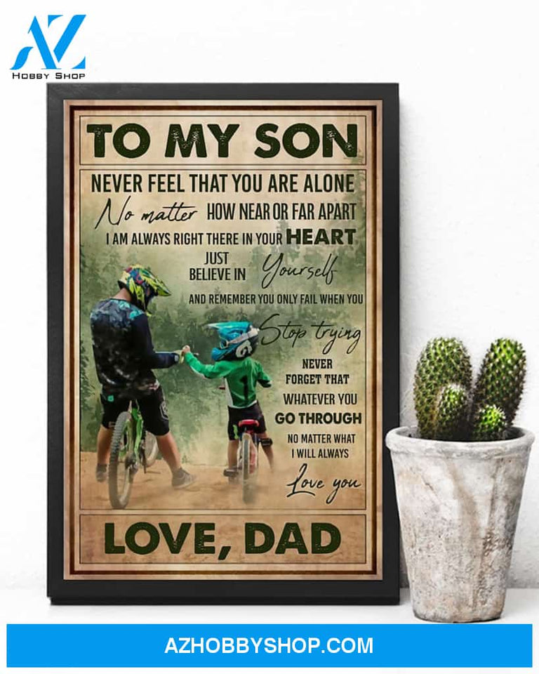 Cycling To My Son Vertical Canvas Prints, Wall Decor Visual Art