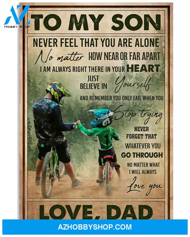 Cycling To My Son Vertical Canvas Prints, Wall Decor Visual Art