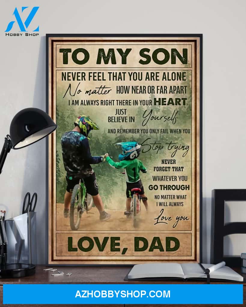 Cycling To My Son Vertical Canvas Prints, Wall Decor Visual Art