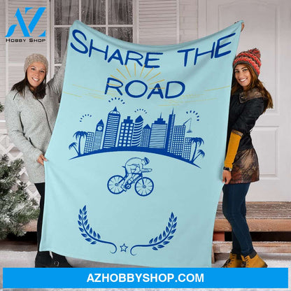 Cyclist Share The Road Fleece Blanket