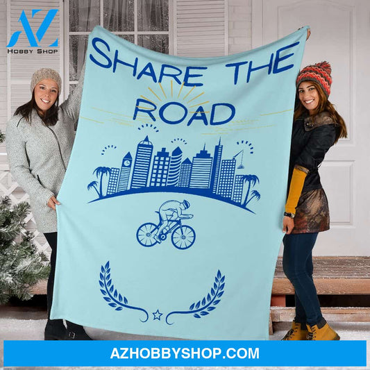 Cyclist Share The Road Fleece Blanket