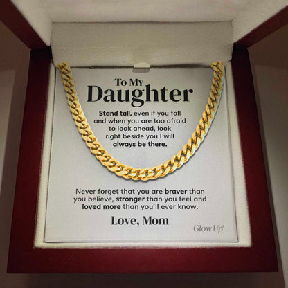 Pamaheart- To my Daughter - Stand tall from Mom - Cuban Link Chain, Gift For Man, Husband, Gift For Birthday, Christmas
