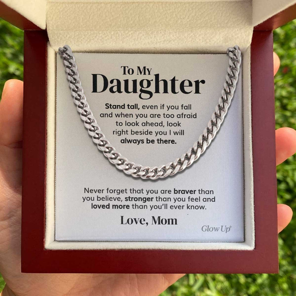 Pamaheart- To my Daughter - Stand tall from Mom - Cuban Link Chain, Gift For Man, Husband, Gift For Birthday, Christmas