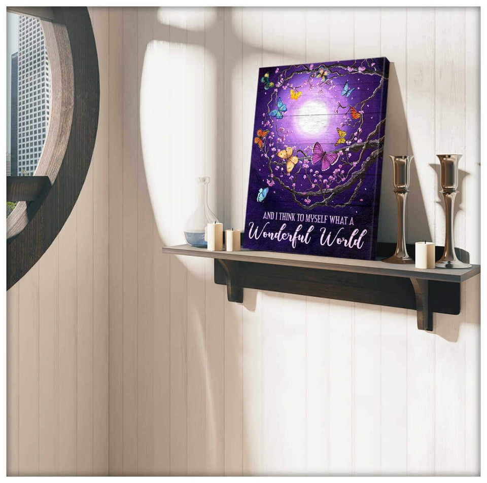 Wonderful World Butterfly Canvas Wall Art