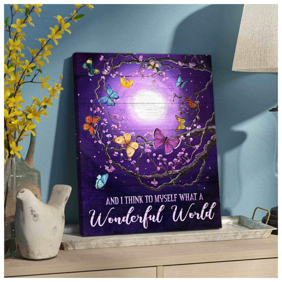 Wonderful World Butterfly Canvas Wall Art