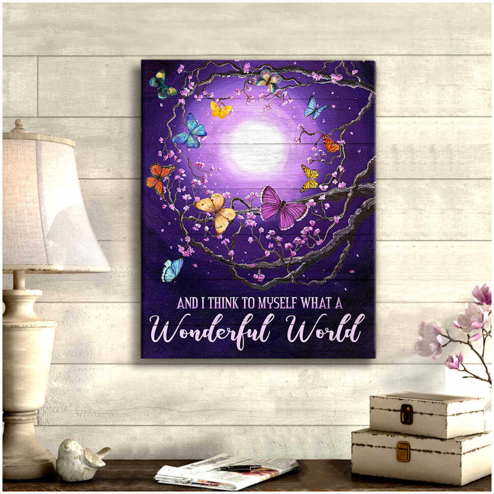 Wonderful World Butterfly Canvas Wall Art