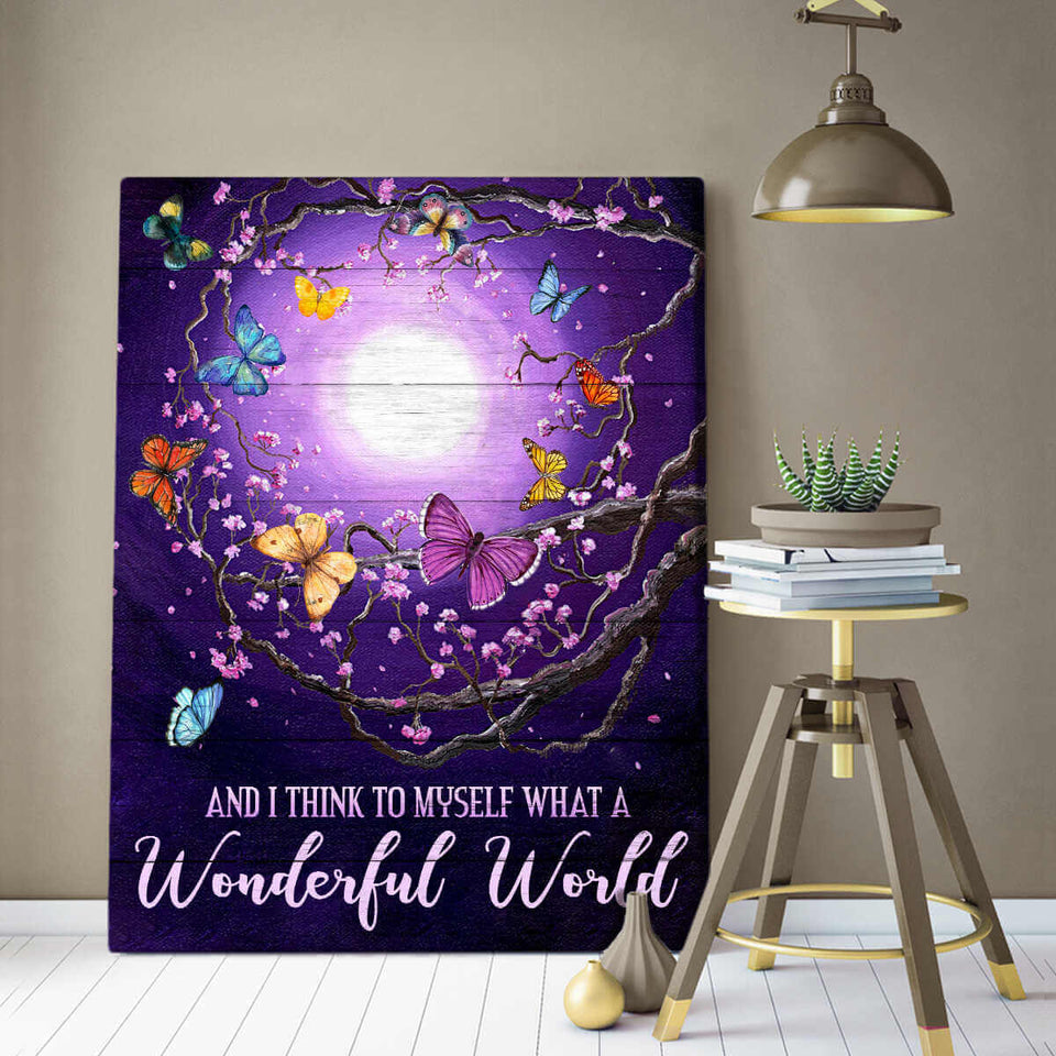 Wonderful World Butterfly Canvas Wall Art