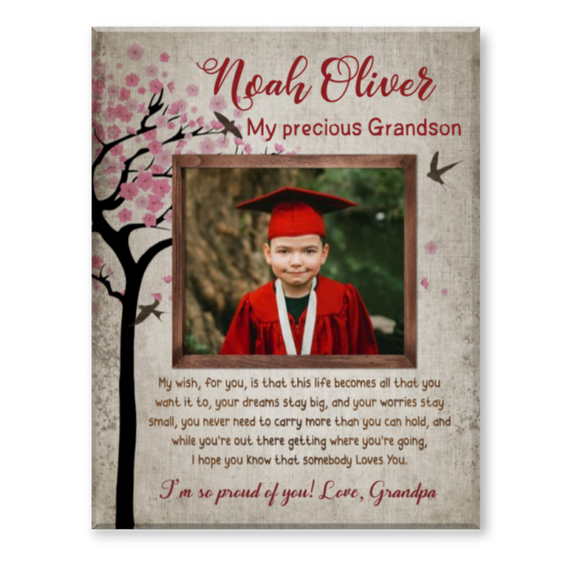 Graduation Gift For Grandson, Graduation Present For Grandson, Grandson Graduation Custom Canvas Print