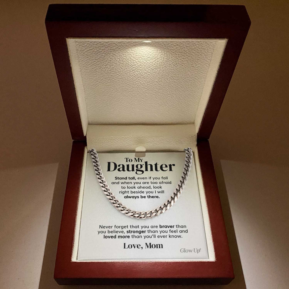Pamaheart- To my Daughter - Stand tall from Mom - Cuban Link Chain, Gift For Man, Husband, Gift For Birthday, Christmas
