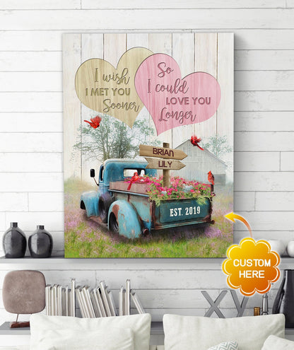 Personalized Canvas, Blue Truck I wish I met you sooner Canvas And Poster, Wall Decor Visual Art