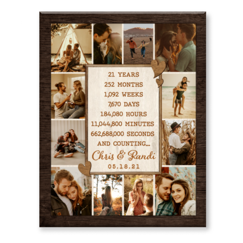 21st Anniversary Photo Collage Canvas, Custom 21 Year Anniversary Gift