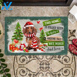 Dachshund 02 This Home Is Filled With Kisses Christmas Dog Doormat