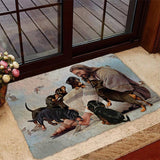 Jesus Surrounded By Dachshunds Doormat