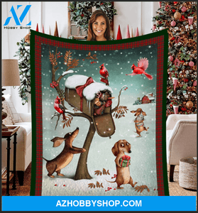 DACHSHUND AND MAIL BOX, WIENER MERRY CHRISTMAS Blanket Gift For Dachshund Lover On Xmas Birthday Gift Family Friend Home Decor Bedding Couch Sofa Soft And Comfy Cozy