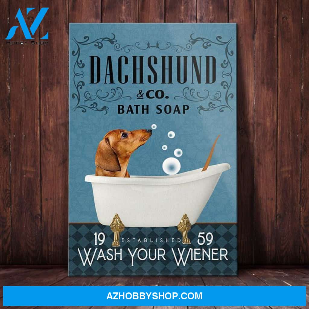 Dachshund Bath Soap Company Canvas Wall Art, Wall Decor Visual Art