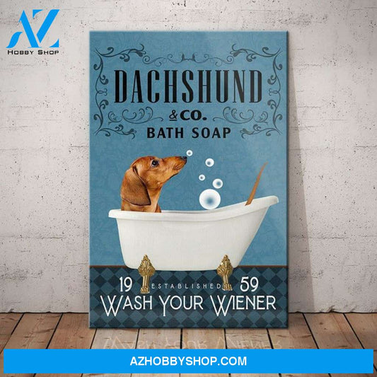 Dachshund Bath Soap Company Canvas Wall Art, Wall Decor Visual Art