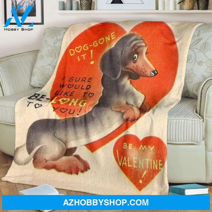 Dachshund Be My Valentine Fleece Blanket, Gift For Dog lovers, Gift For Her Wife Gift Home Decor Bedding Couch Sofa Soft And Comfy Cozy