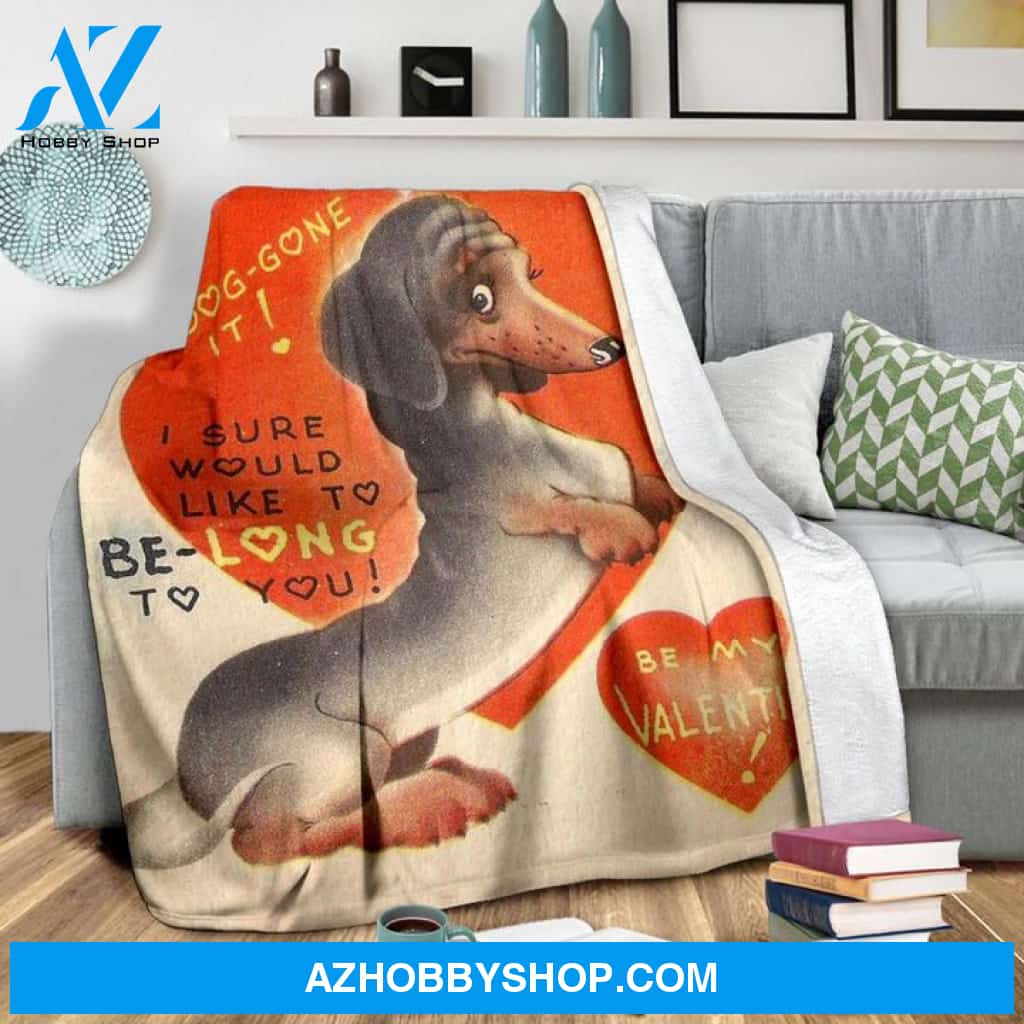 Dachshund Be My Valentine Fleece Blanket, Gift For Dog lovers, Gift For Her Wife Gift Home Decor Bedding Couch Sofa Soft And Comfy Cozy