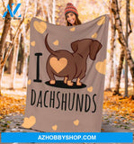 Dachshund Blanket, I Love Dachshund Dog, Gift For Dachshund Lover, Dog Lover