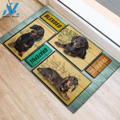 Dachshund Blessed Grateful Thankful Doormat Indoor And Outdoor Mat Entrance Rug Sweet Home Decor Housewarming Gift Gift For Friend Family Stem Feminist