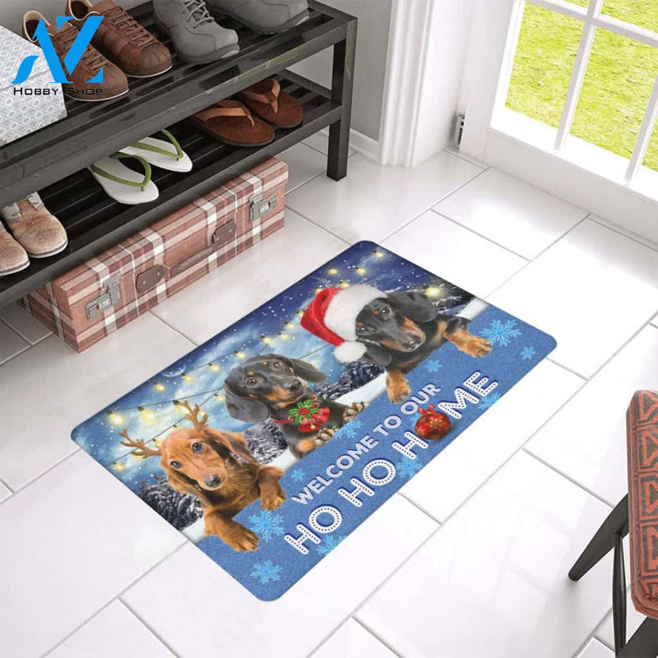 Dachshund Christmas Welcome To Our Ho Ho Home Doormat Indoor And Outdoor Mat Entrance Rug Sweet Home Decor Housewarming Gift Gift For Friend Family Stem Feminist