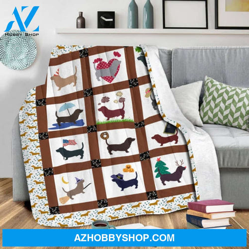 Dachshund Colorful Fleece Blanket, Love Animal Fleece Blanket,Baby Blanket Gift For Dachsund Dog Lover 