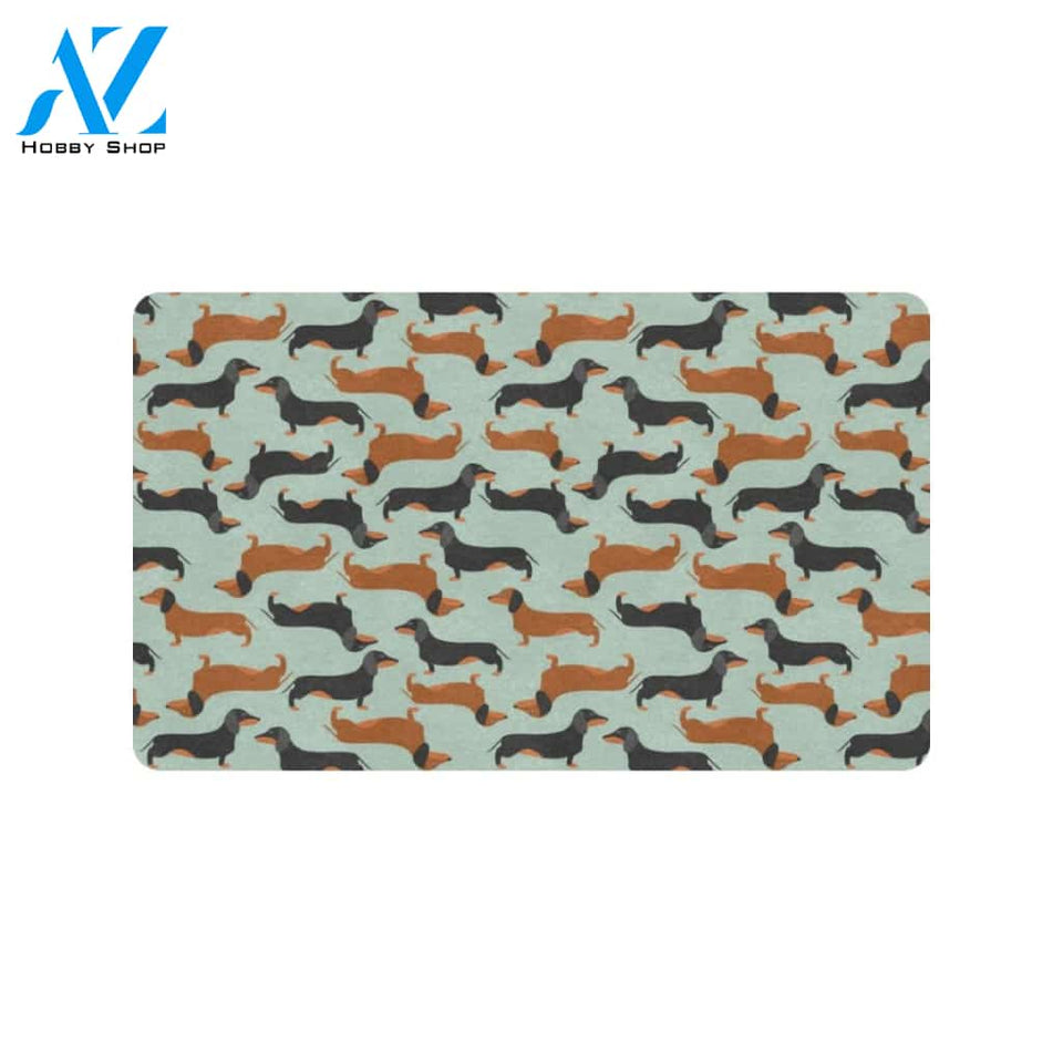 Dachshund Cute Print Pattern Rubber Doormat