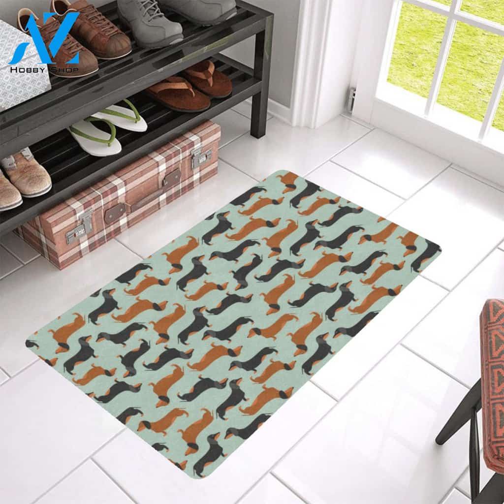 Dachshund Cute Print Pattern Rubber Doormat