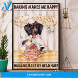 Dachshund Dog Baker Baking Makes Me Happy Canvas And Poster, Wall Decor Visual Art