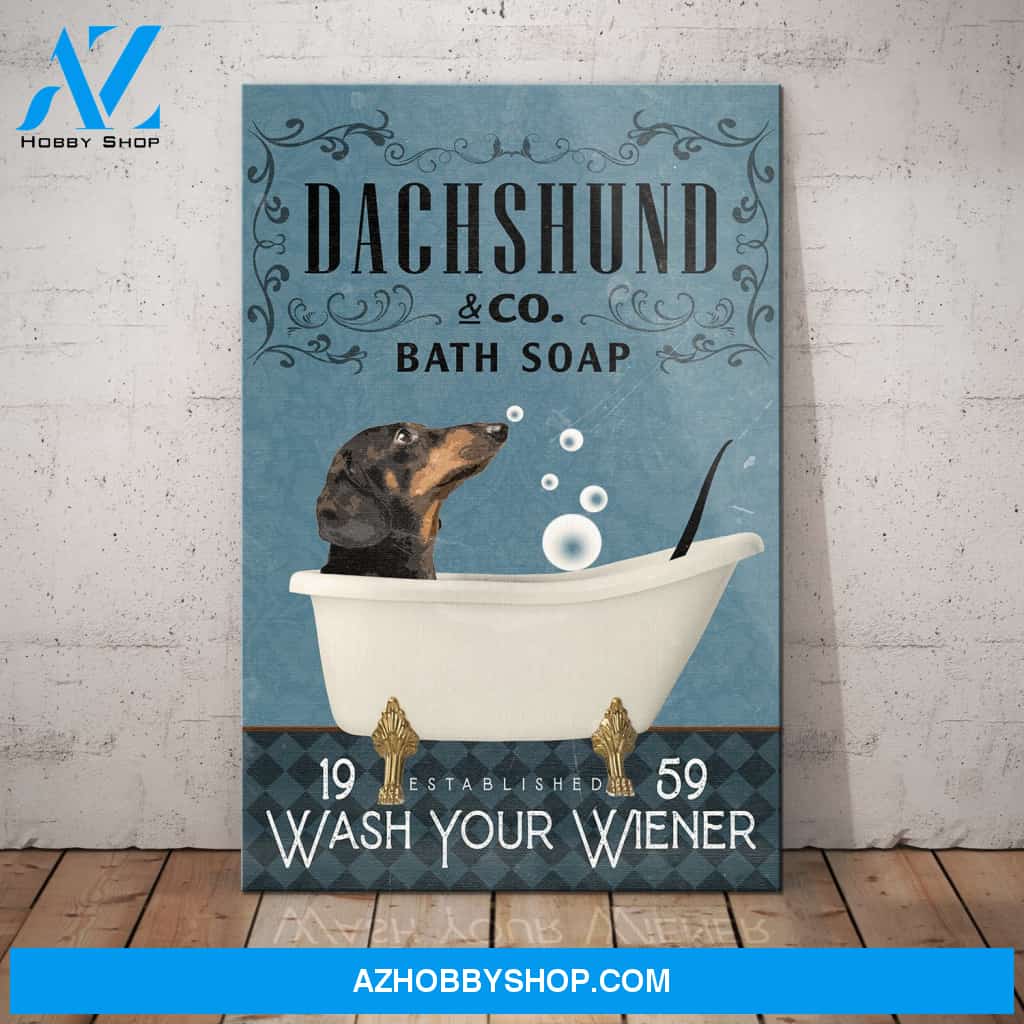 Dachshund Dog Bath Soap Company Canvas Wall Art, Wall Decor Visual Art