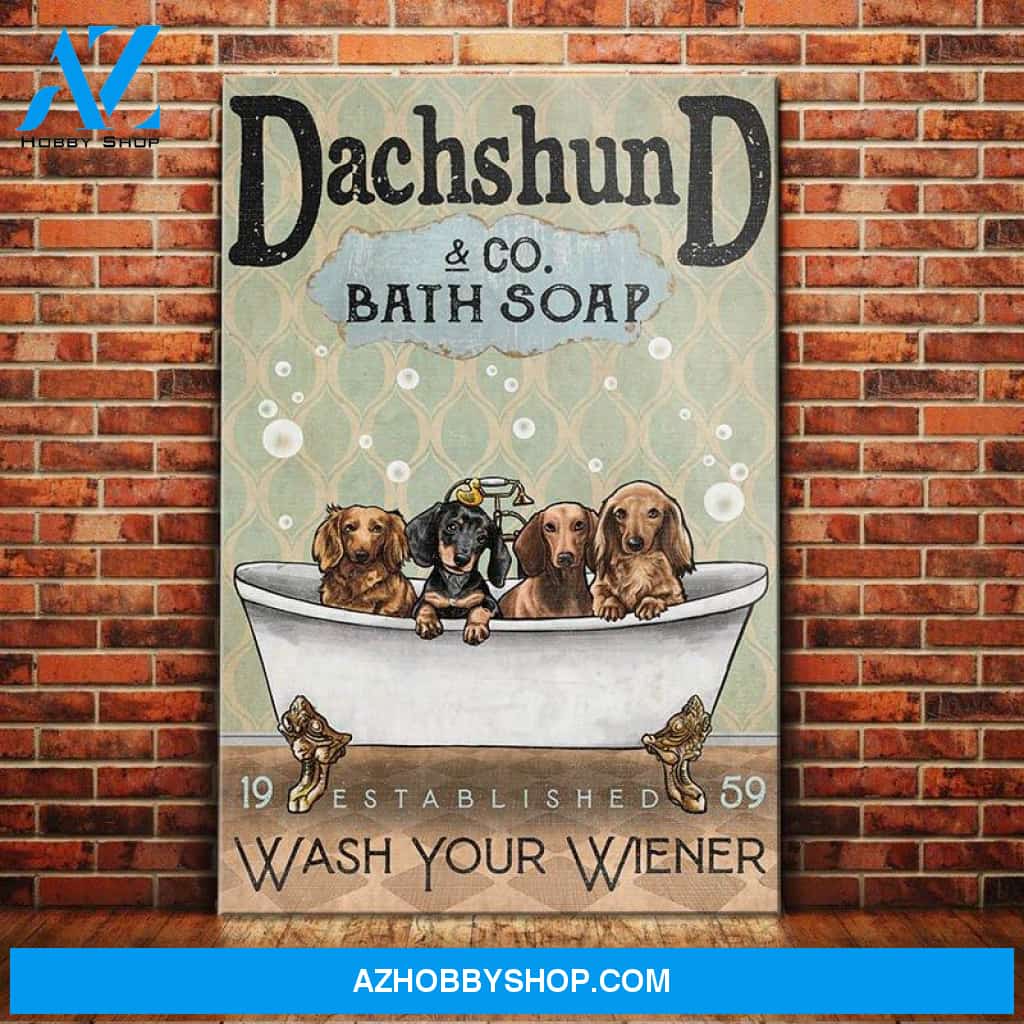 Dachshund Dog Bath Soap Company Canvas Wall Art, Wall Decor Visual Art