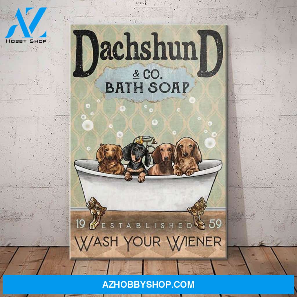 Dachshund Dog Bath Soap Company Canvas Wall Art, Wall Decor Visual Art