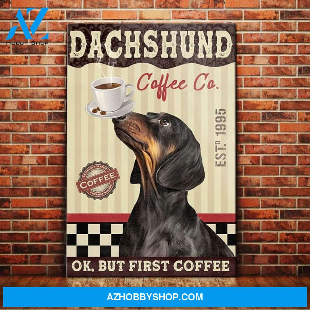 Dachshund Dog Coffee Company Canvas Wall Art, Wall Decor Visual Art