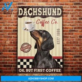 Dachshund Dog Coffee Company Canvas Wall Art, Wall Decor Visual Art
