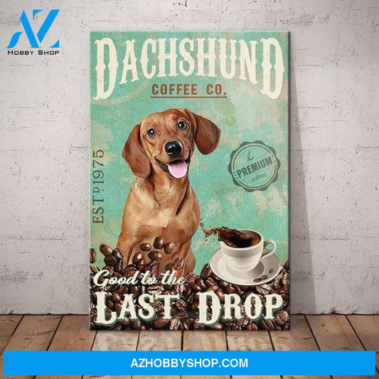 Dachshund Dog Coffee Company Canvas Wall Art, Wall Decor Visual Art