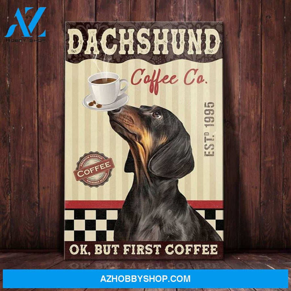Dachshund Dog Coffee Company Canvas Wall Art, Wall Decor Visual Art