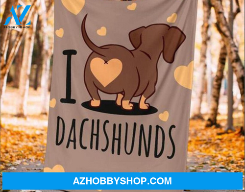 Dachshund Dog Fleece Blanket, I Love Dachshund, Gift For Dachsund Dogs Lovers Birthday Gift Home Decor Bedding Couch Sofa Soft And Comfy Cozy