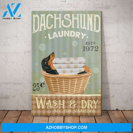 Dachshund Dog Laundry Company Canvas Wall Art, Wall Decor Visual Art