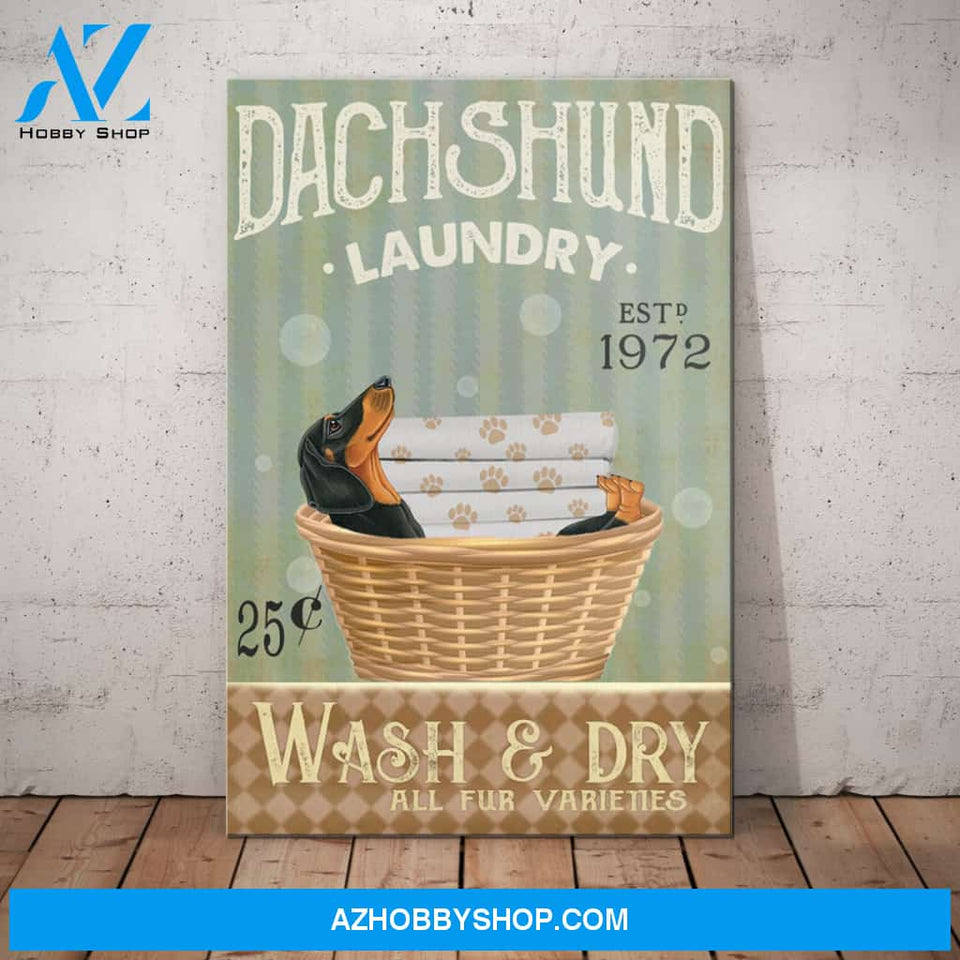 Dachshund Dog Laundry Company Canvas Wall Art, Wall Decor Visual Art