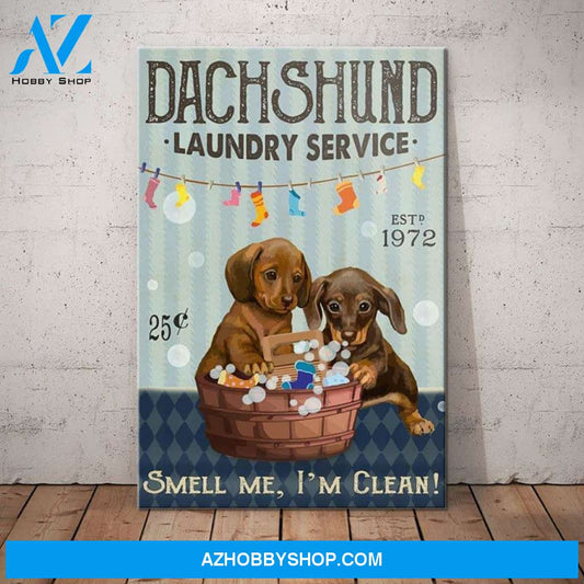 Dachshund Dog Laundry Service Canvas Wall Art, Wall Decor Visual Art