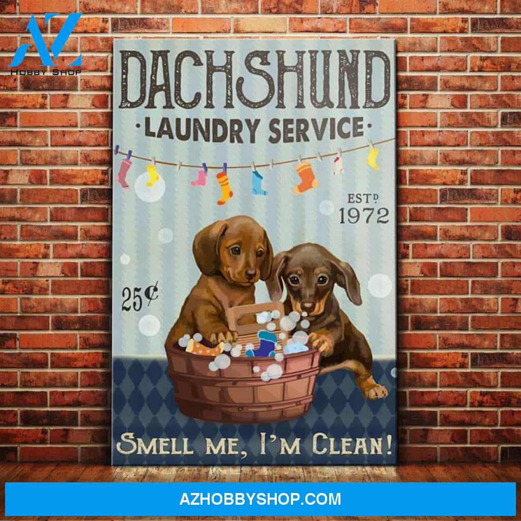 Dachshund Dog Laundry Service Canvas Wall Art, Wall Decor Visual Art