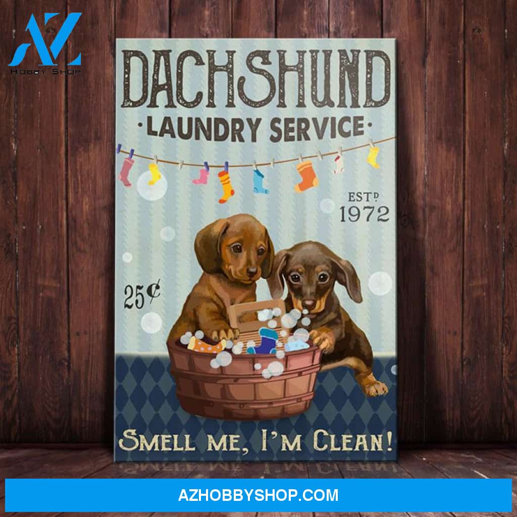 Dachshund Dog Laundry Service Canvas Wall Art, Wall Decor Visual Art