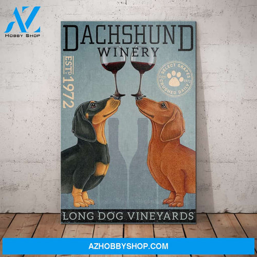 Dachshund Dog Wine Company Canvas Wall Art, Wall Decor Visual Art