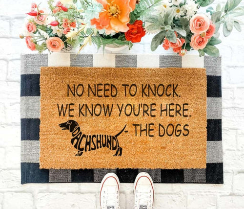 Dachshund Dogs We Know You're Here Doormat Welcome Mat